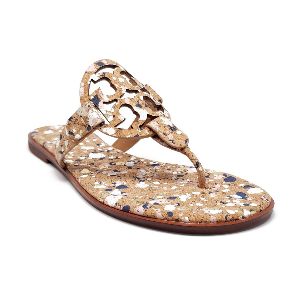 Tory Burch Miller Cork Sandals New Ivory Confetti - Picture 1 of 10